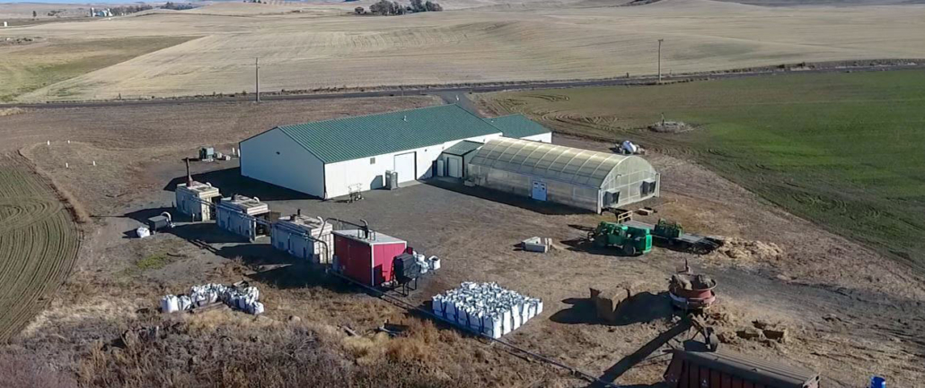 Photo of Qualterra biochar processing and research facility in Cheney, Washington.