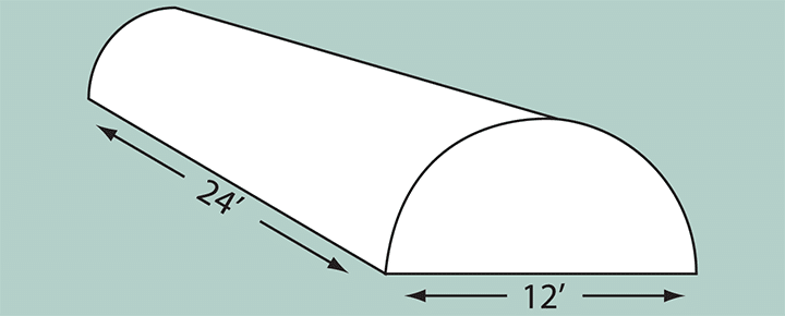 basic illustration of a hoop house 12 feet wide by 24 feet long